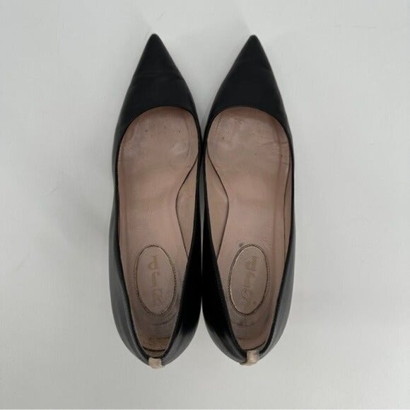 SJP Fawn Sarah Jessica Parker Black Pointed Toe Leather Classic Pump 9 Heels - Picture 6 of 8